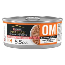 Purina Pro Plan Veterinary Diets OM Overweight Management Savory Selects with Salmon Wet Cat Food, 24 x 5.5 oz cans