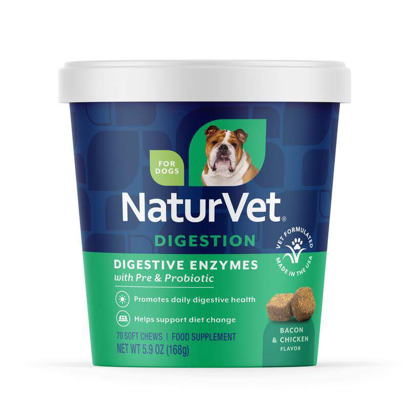 NaturVet Digestive Enzymes Plus Probiotic Soft Chews for Dogs